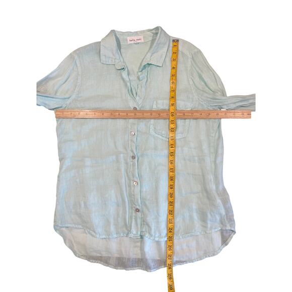 Bella Dahl Blue 100% Linen Button Shirt Women's Size M Breathable Quiet Luxury - Picture 8 of 9